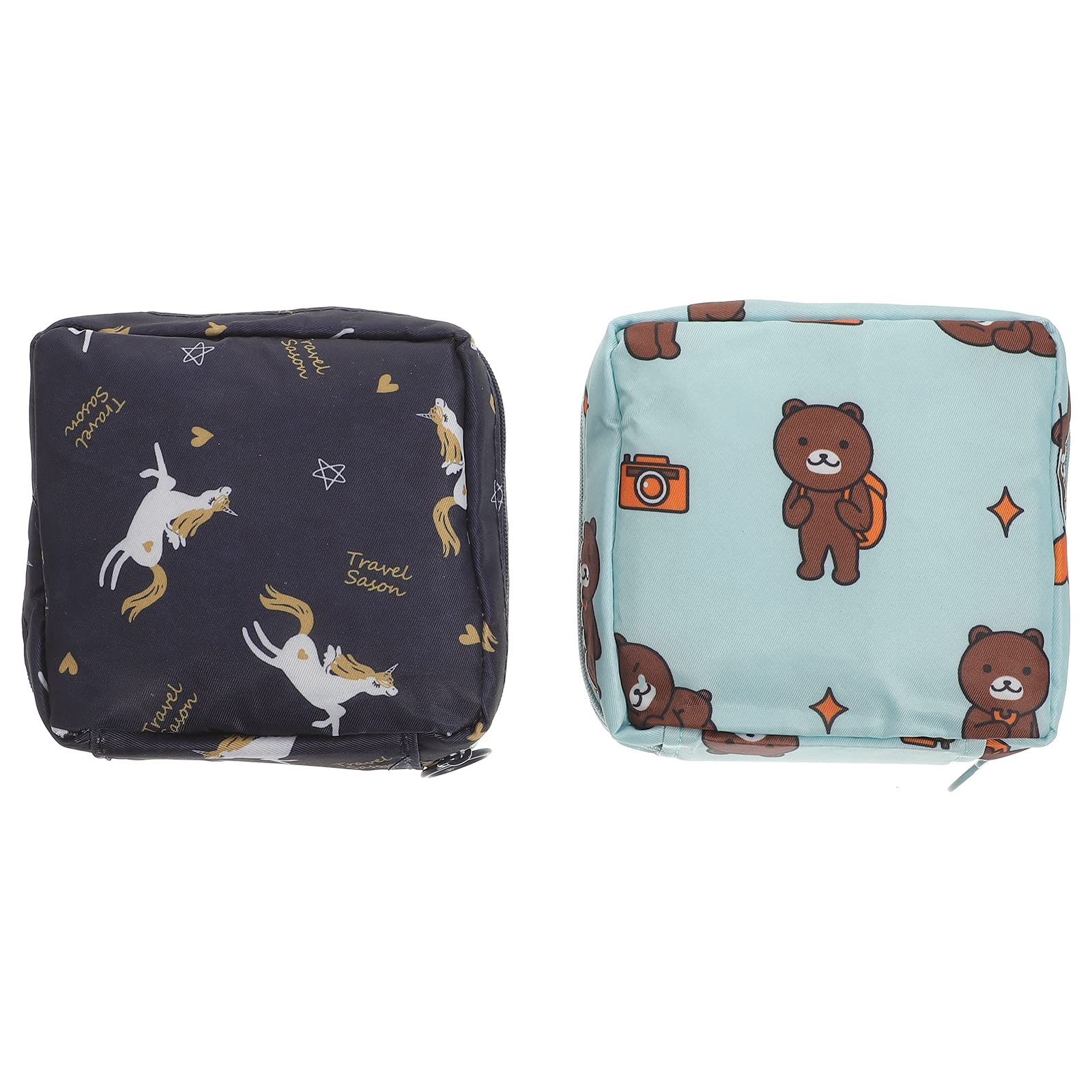 HEALLILY 2pcs Sanitary Napkin Pads Storage Bag Pouch Storage Bags Feminine Menstruation Bag Travel Coin Bags (Random Style)