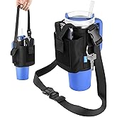 Xxerciz Water Bottle Carrier Pouch with Phone Pocket for Stanley 30 oz Tumbler with Handle, Nylon Water Bottle Holder Pouch with Adjustable Strap for Stanley Cup Accessories