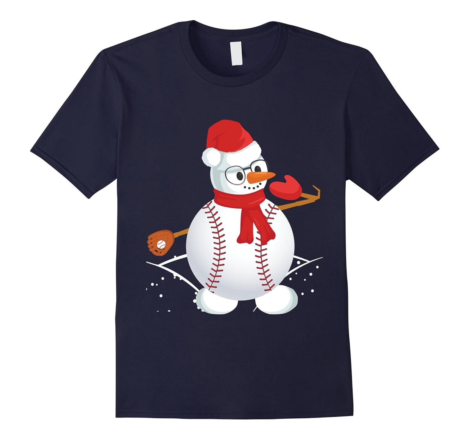 Baseball Dabbing Snowman T shirt kids Christmas gift Tees-Rose