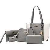 Soperwillton Handbags and Purses for Women Shoulder Tote Bags Top Handle Satchel Purse Set 5pcs