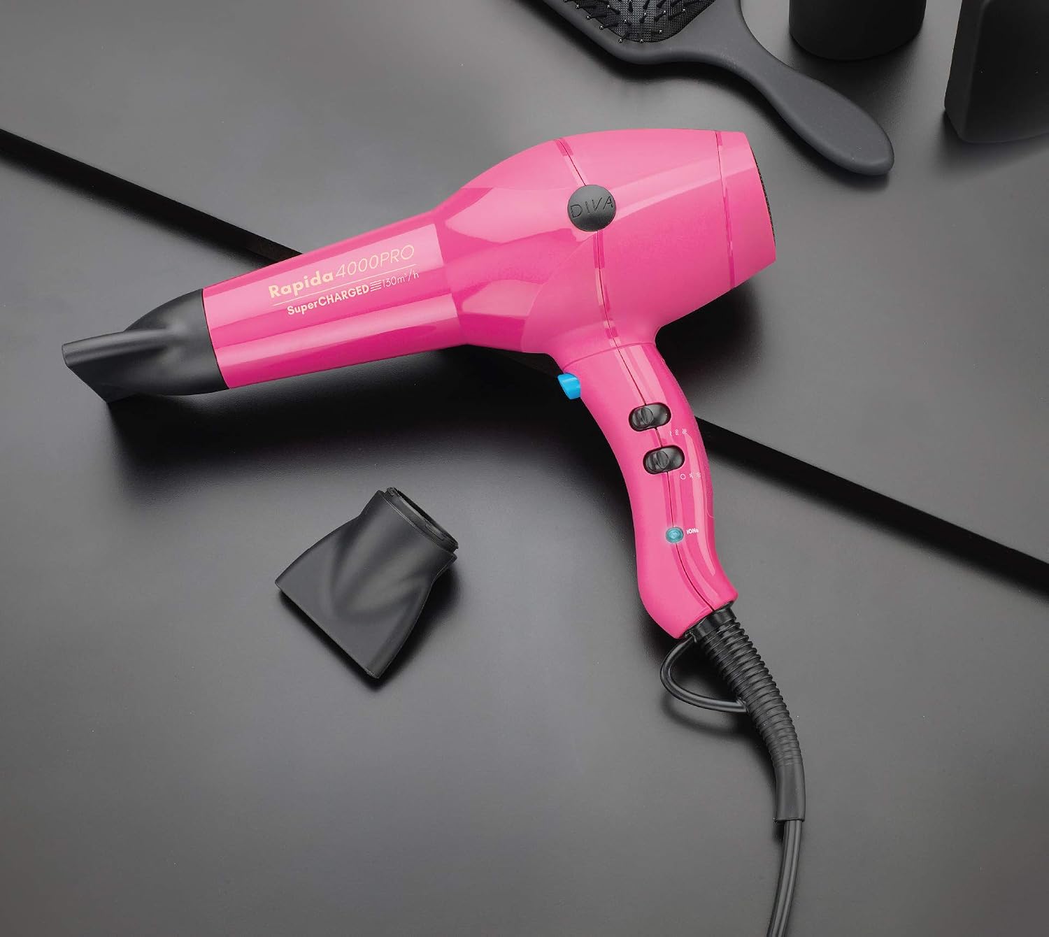 Diva Pro Styling Rapida 4000 Pro Dryer 2200 W Professional Hairdryer with Ionic Conditioning, Magenta PRO110 - Image 3