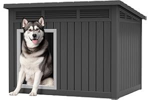 FANCYANGO Large Weatherproof Dog House with Removable Roof for Indoor & Outdoor Use - Spacious (42.8" L x 33" W x 31.5" H) Classic Black