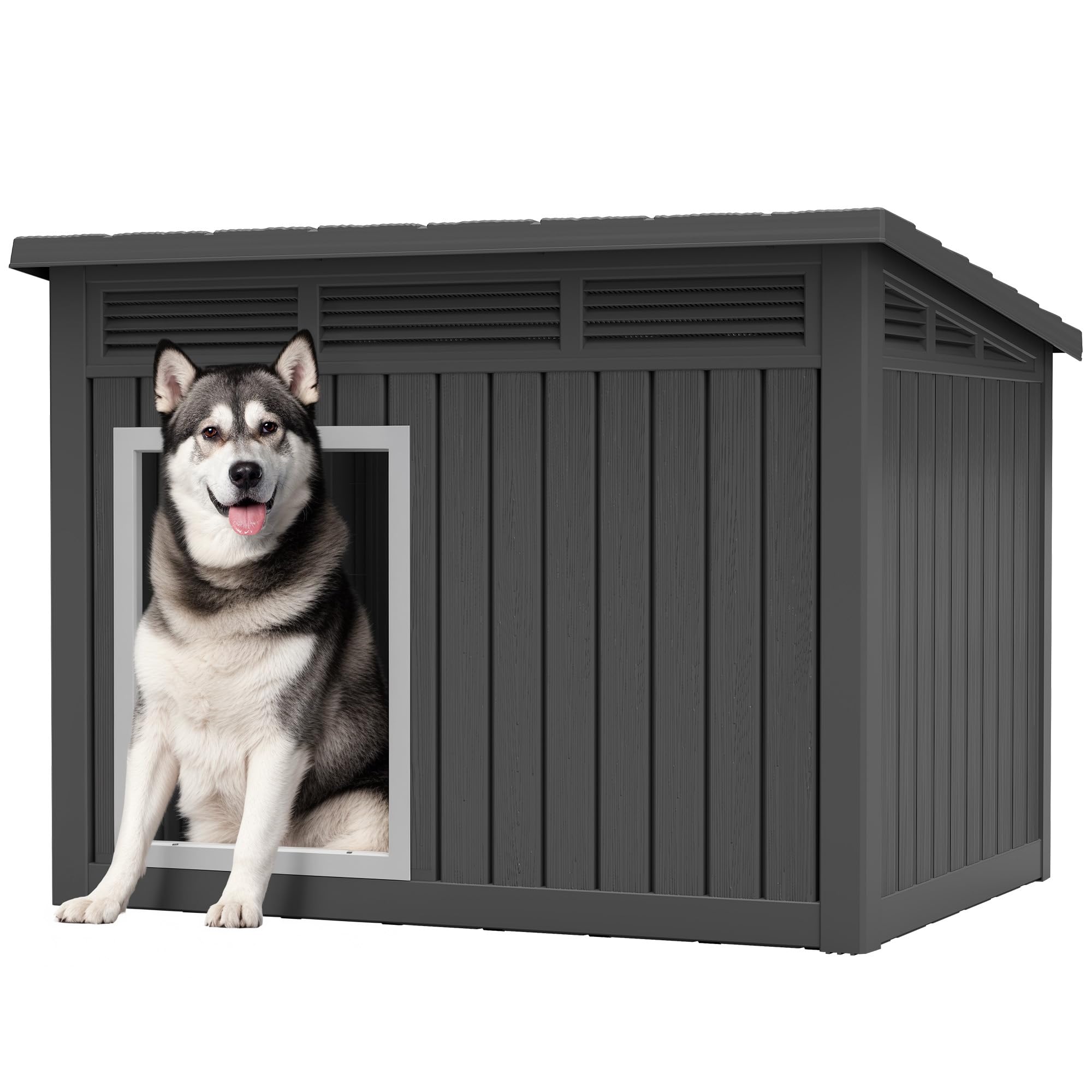 Photo 1 of Large Weatherproof Dog House with Removable Roof for Indoor & Outdoor Use - Spacious (42.8" L x 33" W x 31.5" H) Classic Black