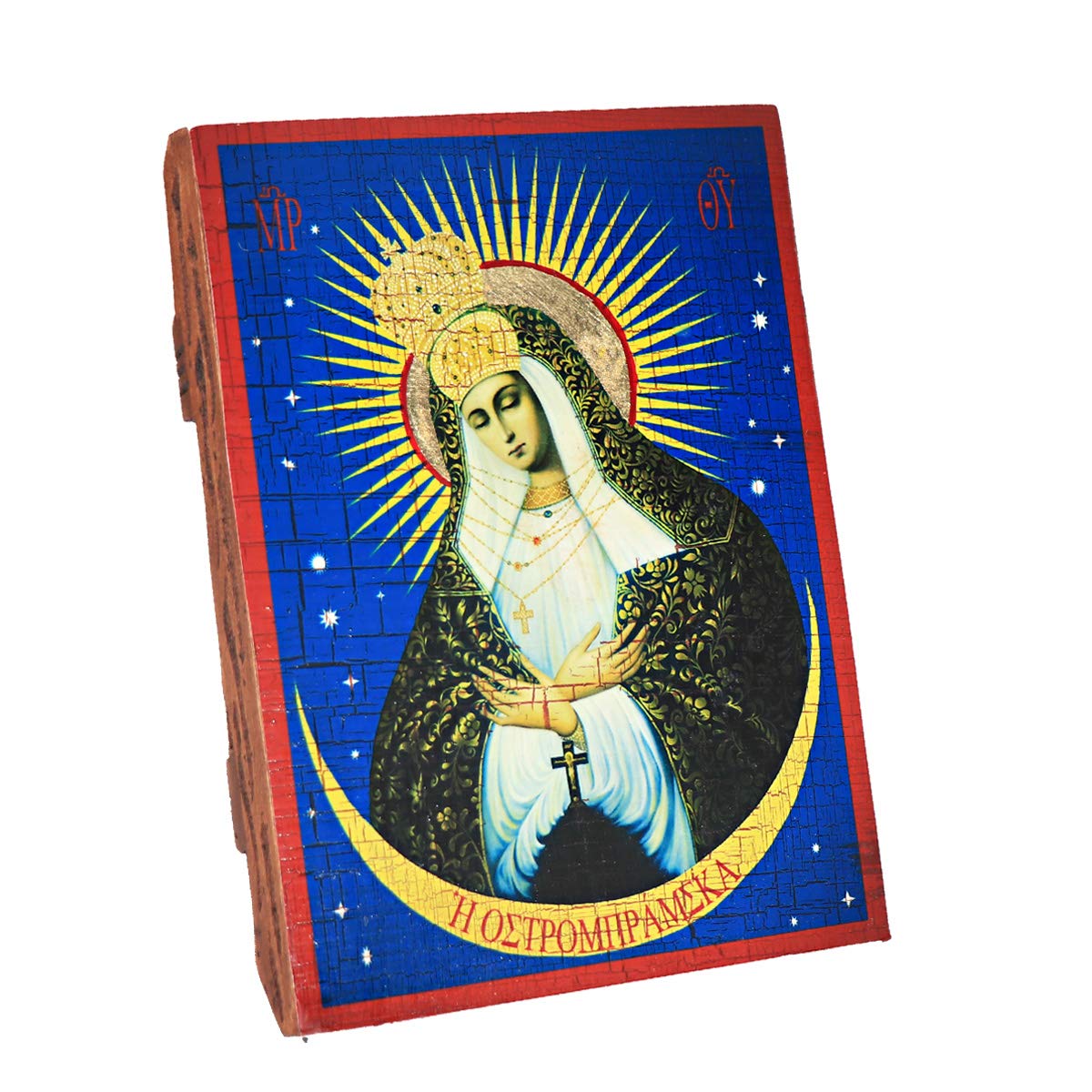 NClaus Mother of Mercy, Christian wood icon 16x12,5cm handmade 37021