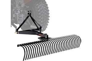 VEVOR Tow Behind Dethatcher, 60-inch Tow Dethatcher with 32 Steel Tines, 3-Point Lawn Dethatcher Rake with Attachments for Tr