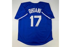 HOFSM.COM HALL OF FAME SPORTS MEMORABILIA Facsimile Autographed Shohei Ohtani Los Angeles LA Blue Reprint Laser Auto Baseball Jersey Size Men's XL