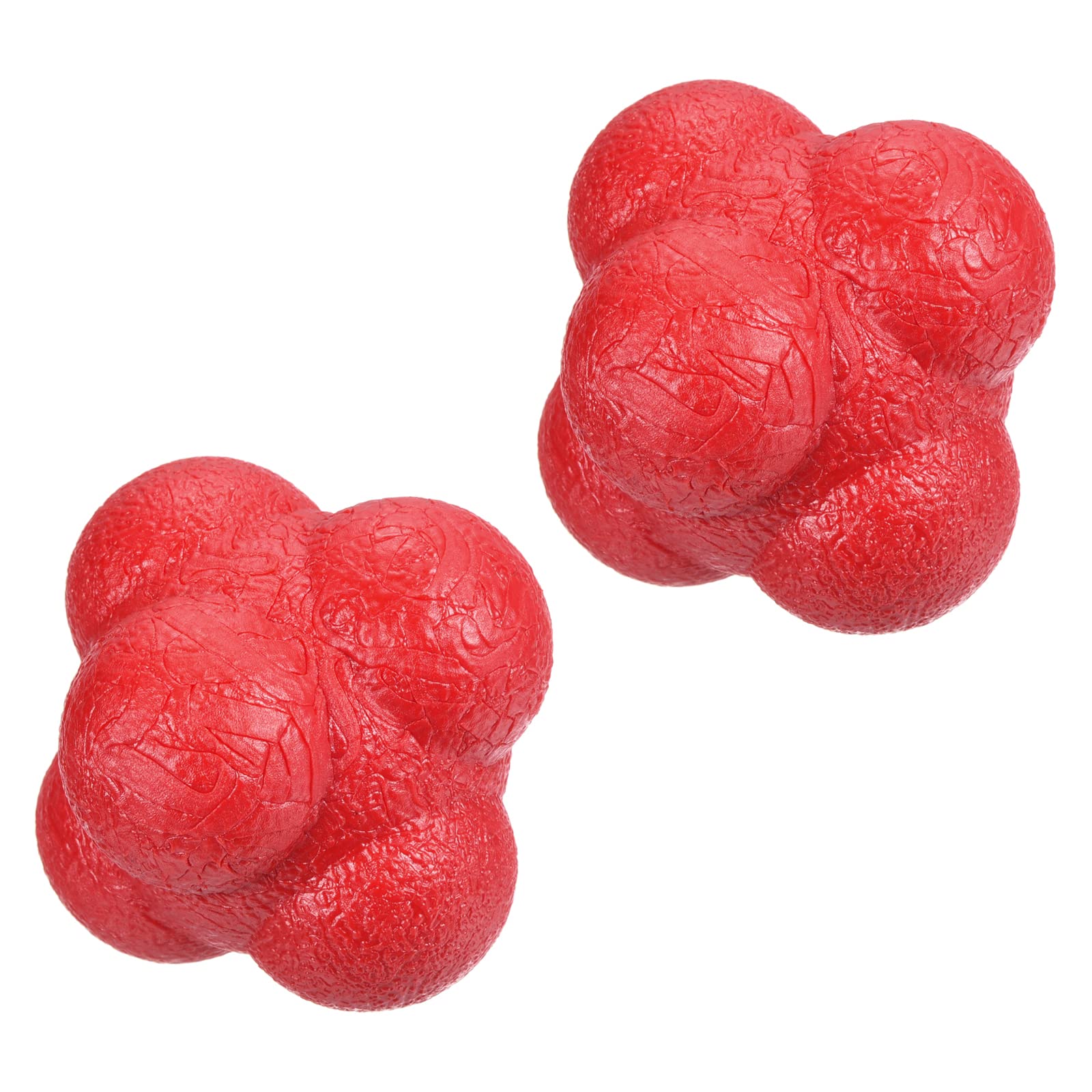 PATIKIL Bounce Reaction Balls, 2 Pack Coordination Ball Agility & Speed Reflex Training Game Sports Ball TPR High Difficulty for Baseball Soccer Softball Basketball, Red