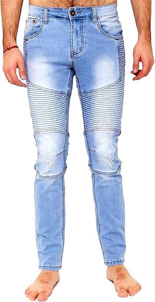 blue skinny biker jeans