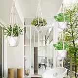 Fayavoo Macrame Plant Hangers 3 Pack Indoor Outdoor Cotton Rope view 7