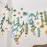 Flower Leaves Banner Paper Flower Garland Paper Wildflower Party Decorations Floral Daisy Banner for Wall Decoration Spring Garden Backdrop Wedding Decor