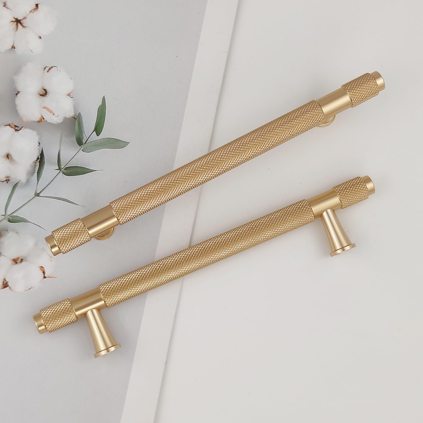 Pexintek 2 Pack Gold Modern Cabinet Handles 128mm Hole Centers Kitchen Bathroom bedrooms Study Furniture Door Vintage Pulls with Screws for Cupboards Drawer Wardrobe Dresser (Golden)