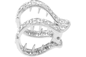 CIYODO Silver Rhinestone Claw Hair Clip for Women Ponytail Holder Lightweight and Hair Claw Clip for Secure