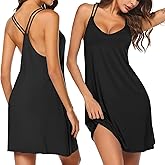 Ekouaer Cotton Nightgowns for Women Sleeveless Racerback Night Gown Spaghetti Strap Sleep Dress Chemise Sleepwear