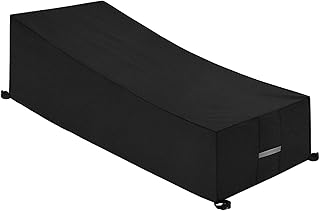 Dokon Gartenliege Abdeckung mit Belüftungsöffnungen, Wasserdicht, Winddicht, UV-Beständiges, Schwerlast 600D Oxford Gewebe Schutzhülle für Sonnenliege Liegestuhl Deckchair (200x75x40/70cm) - Schwarz