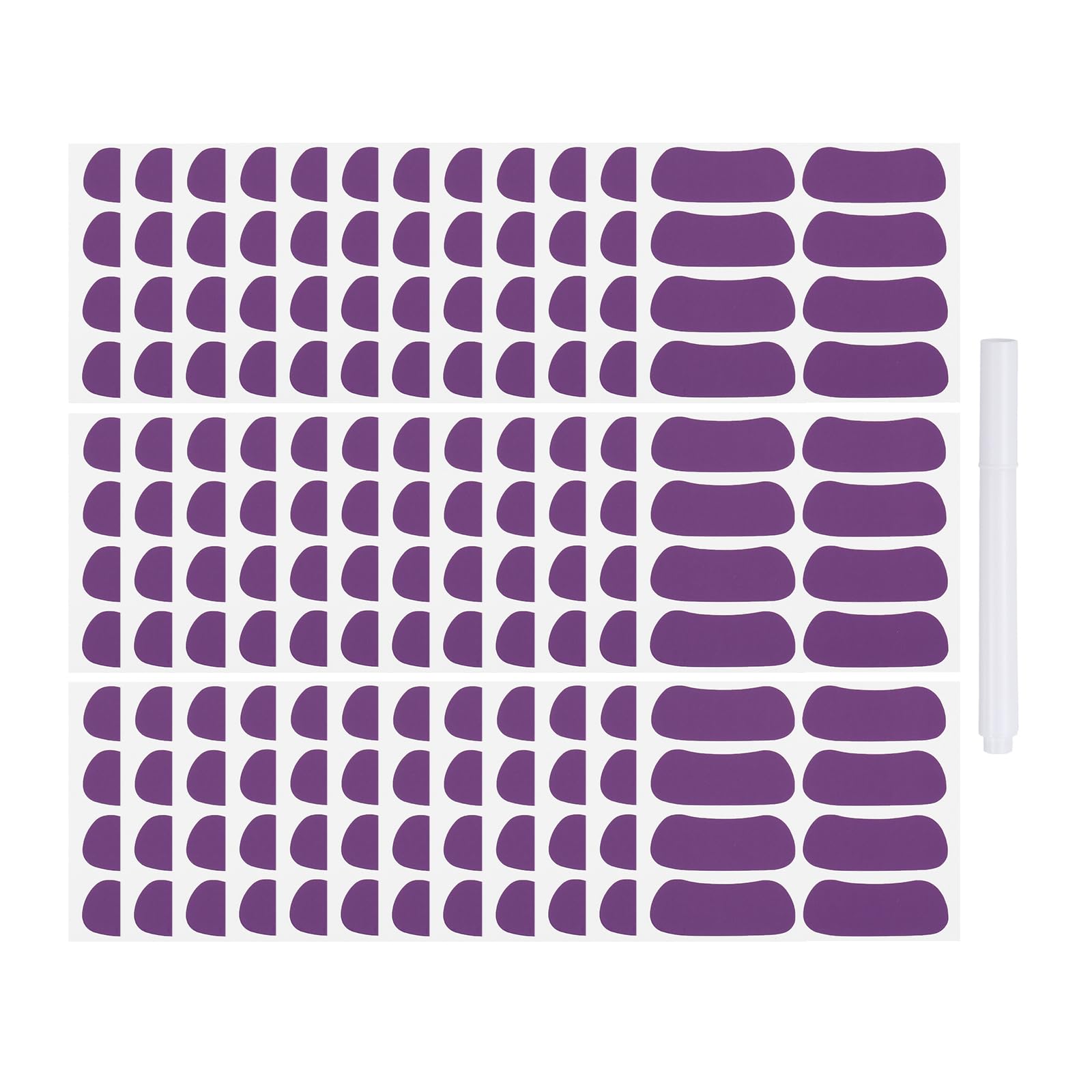 PATIKIL 144 Pairs Sports Eye Black Stickers, Under Eye Black Strips Football Face Stickers Breathable Eyeblack Sticker with 1 Pcs White Pencil for Baseball Fans on Game Day, Purple