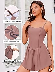Ekouaer Womens Summer Sleeveless Workout Rompers