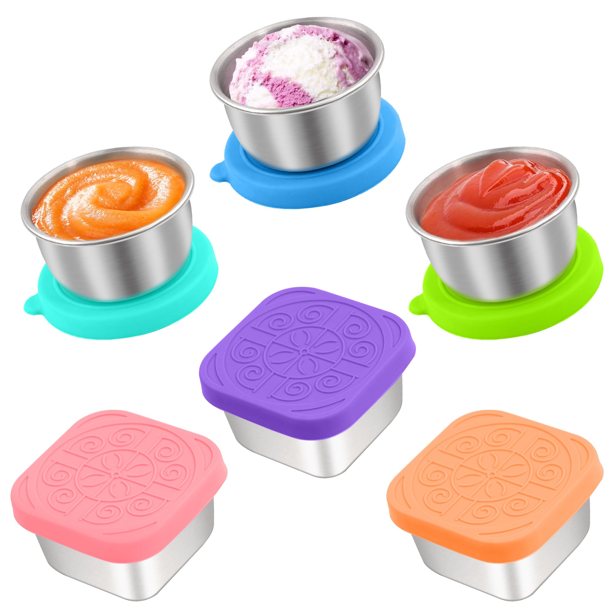 Photo 1 of Qukaka 6 PCS Salad Dressing Container to Go,Handy Leakproof Stainless Steel Meal Prep Containers Reusable,Sauce Containers for Lunch Box, Picnics, Travel, Office and Kitchen Storage-1.6oz+2.7oz