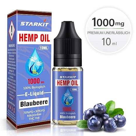STARKIT® CBD Liquid 1000mg, Vape Öl 10ml mit 10% Cannabidiol Hanf Öl für E Zigaretten Starter Set SMOK E Shisha, PG70/VG30 E 