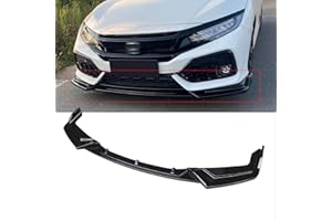 NINTE Front Lip for 2017-2021 Honda Civic Hatchback & Si - Black ABS Material - Gloss Black Finish - 3 Pieces Front Bumper Li