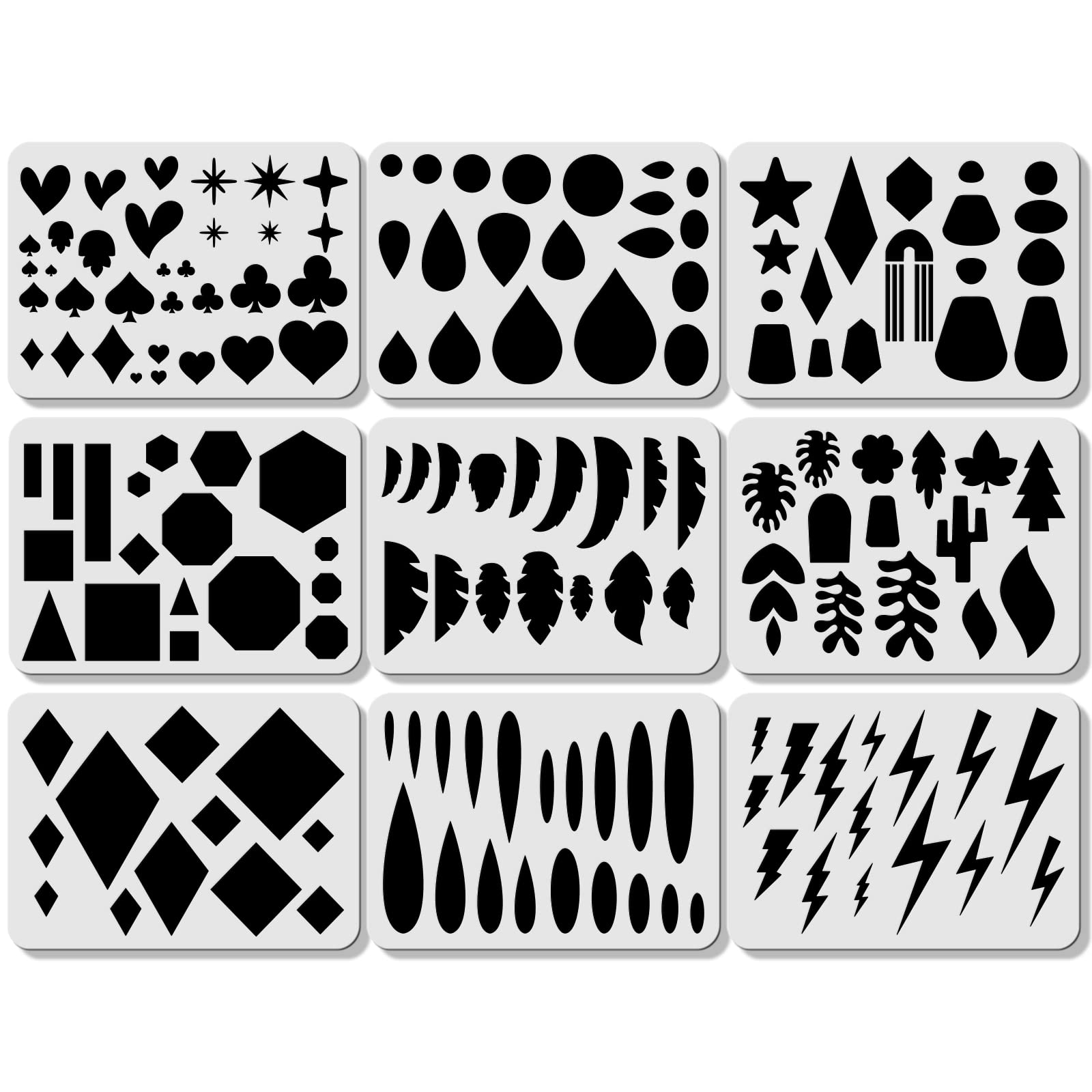ORIGACH 9 Pcs Large Reusable Earrings Making Template Leather Earring Templates, Plastic Cutting Stencil with Differnt Patterns for Earrings Necklace Making Jewelry Crafts