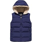 Pursky Girl's and Boy's Hooded Warm Puffer Vest Outerwear Soft Flannel Lined Insulation Waistcoat