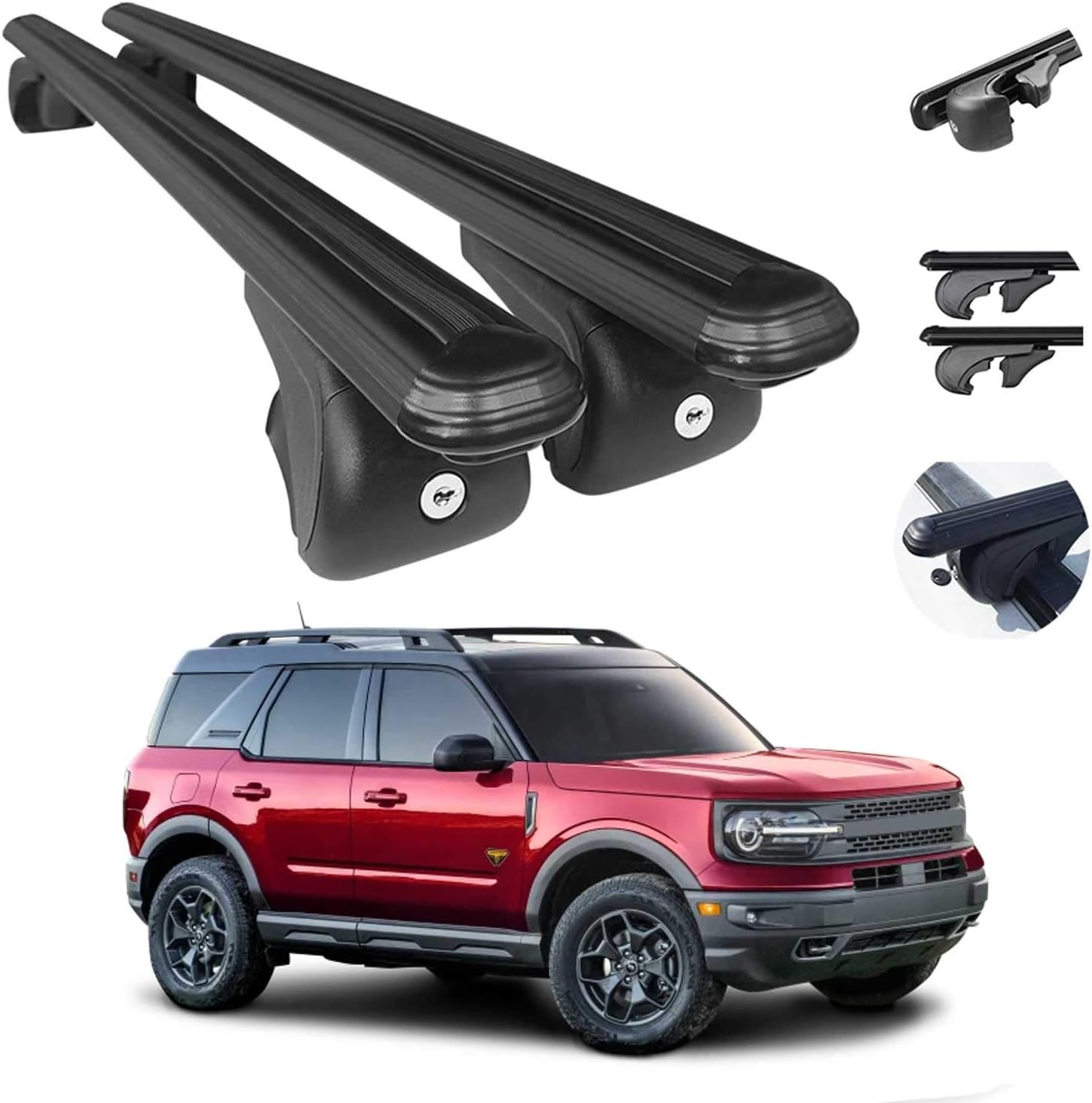Best Quality Best Price Omac Auto Exterior Accessories Roof Rack Crossbars Aluminum Lockable Black Roof Top Cargo Racks Luggage Ski Kayak Bike Snowboard Carriers Set 2 Pcs Fits Ford