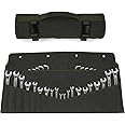 Heavy-Duty 32-Pocket Wrench Roll-Up Organizer - Made with 16 oz. Waxed Canvas, Fits Metric & SAE Wrenches, Perfect for Mechanics, DIYers, and Tool Storage (Army Green)
