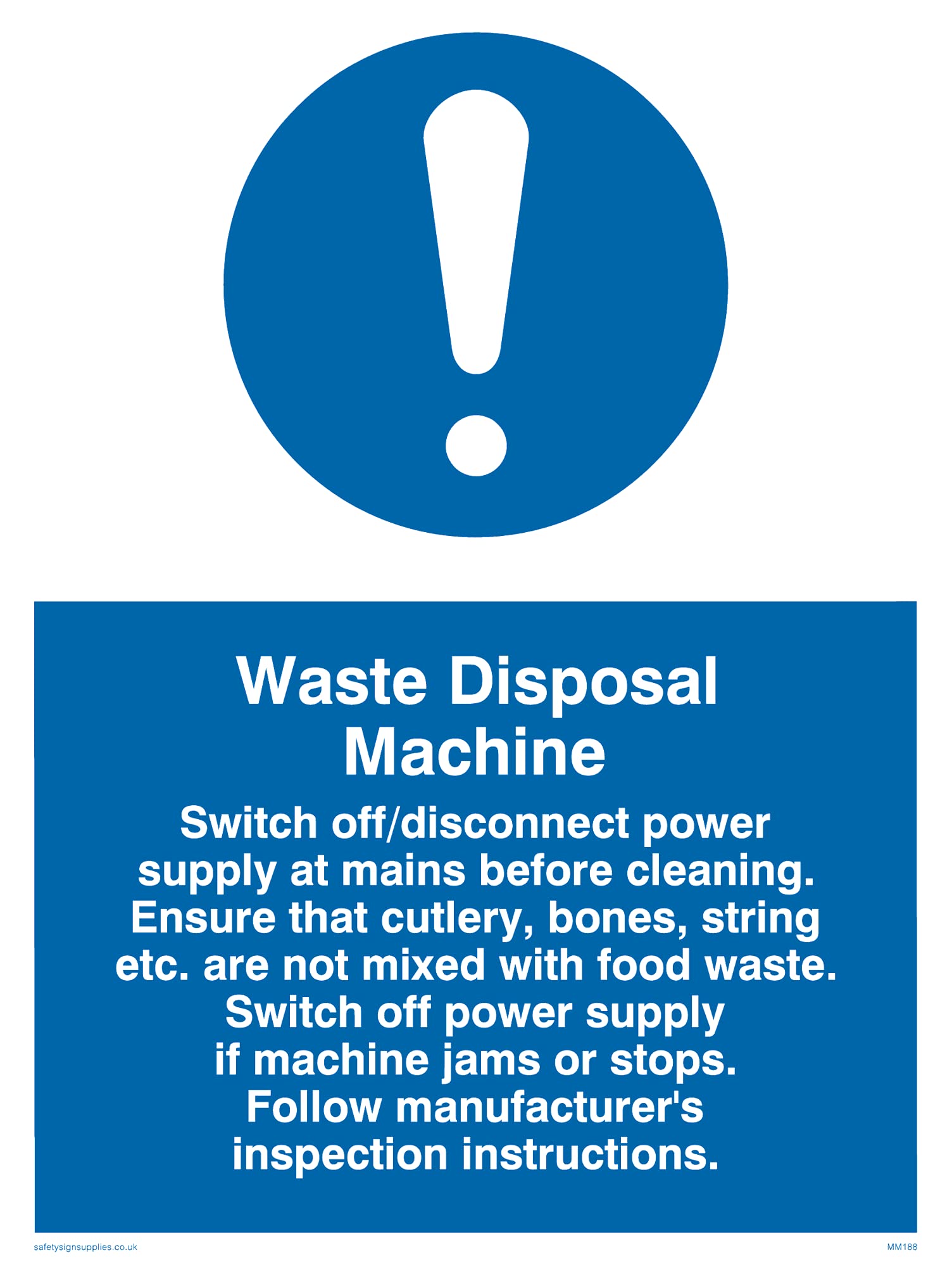 Pack of five - Waste Disposal Machine Rules Sign - 150x200mm - A5P