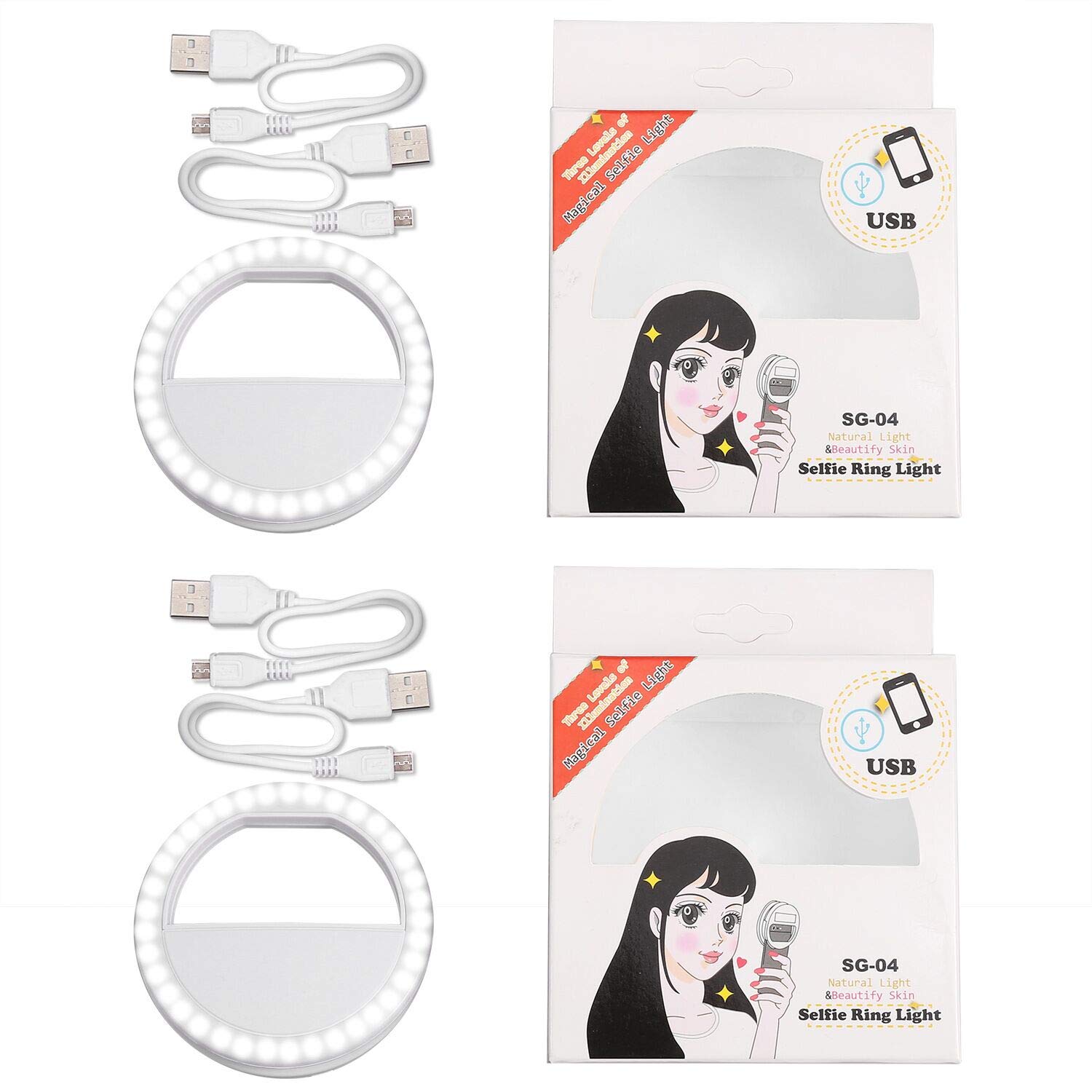 Selfie Ring Light, Rechargable 36 LED Natural Light Lighting Clip On Phone Tablet Laptop Photography Phone Camera Photos Video by Boiros