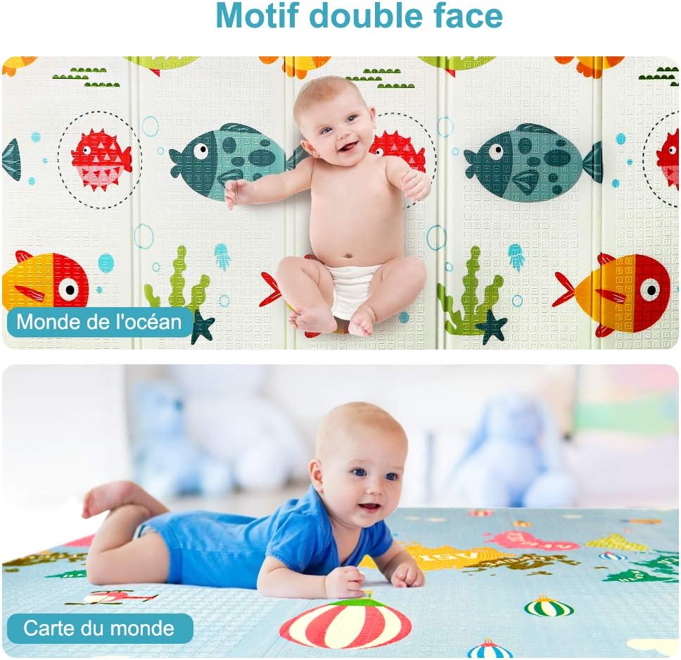 Ounuo Tapis De Jeu Pour Bebe Enfant Tapis Pliable Deveil Et De Jeux Pour Bebe Tapis Epaissie Pliable En Mousse Antiderapant Impermeable Appliquer A Linterieur Et Lexterieur Non Bebe Puericulture Eveil Et