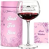 Grandma Birthday Gifts, 14 oz Vintage GRANDMA Engraved Wine Glasses, Unique Birthday Gifts for Women Friendship Gifts Present, Christmas Gift