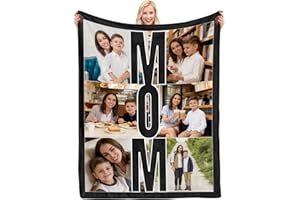 Custom Mom Blanket Throws with Picture, Personalized Blankets Photo Gifts for Mama, Grandma, Wife, Mother's Day, Birthday Gif