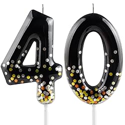 Hongplus Black Gold Confetti Number 40 Birthday