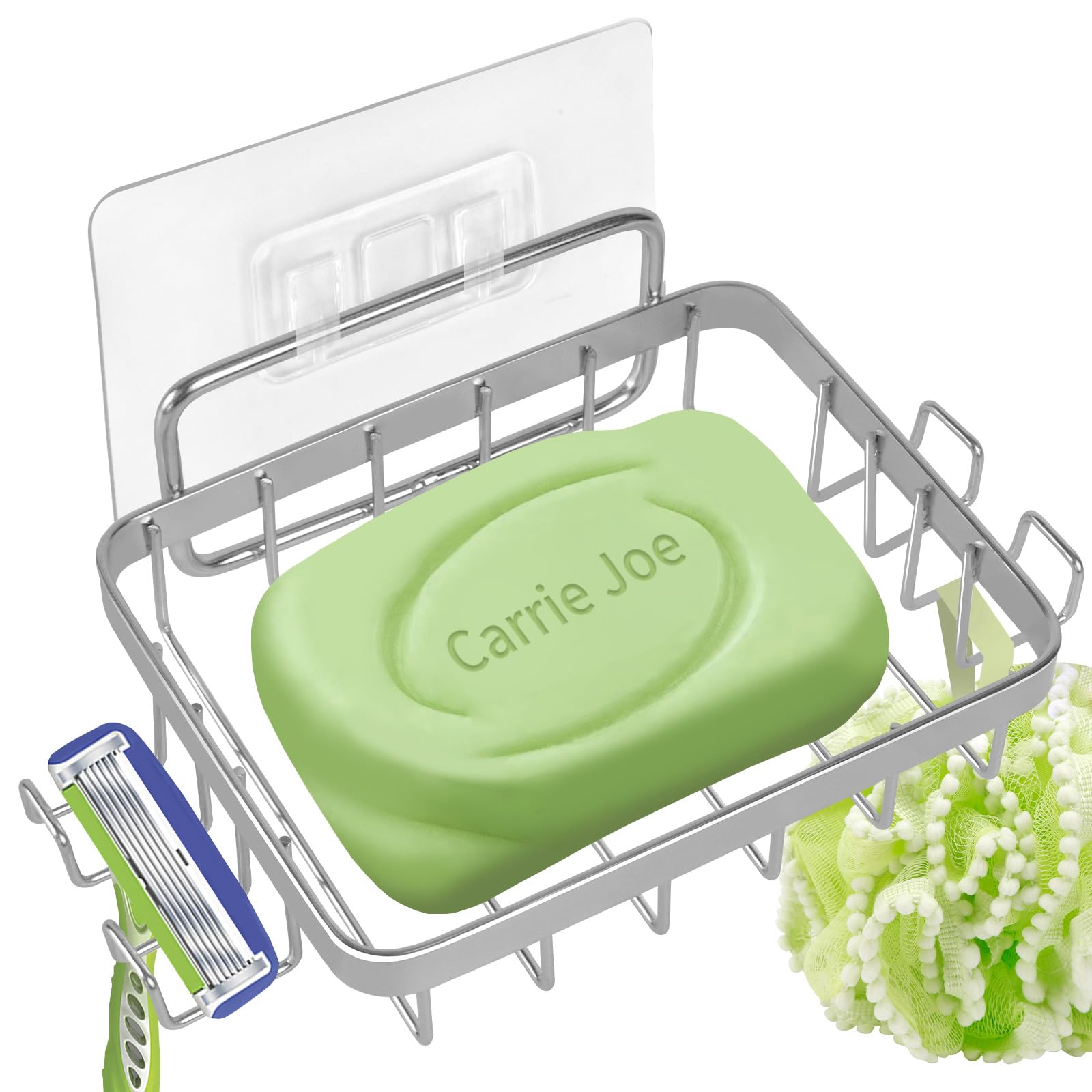 Photo 1 of Carrie Joe Soap Dish Holder, No Drilling, 304 Rustproof Stainless Steel, Wall Mounted Soap Holder Soap Tray Bar Soap Sponge Holder for Bathroom & Kitchen