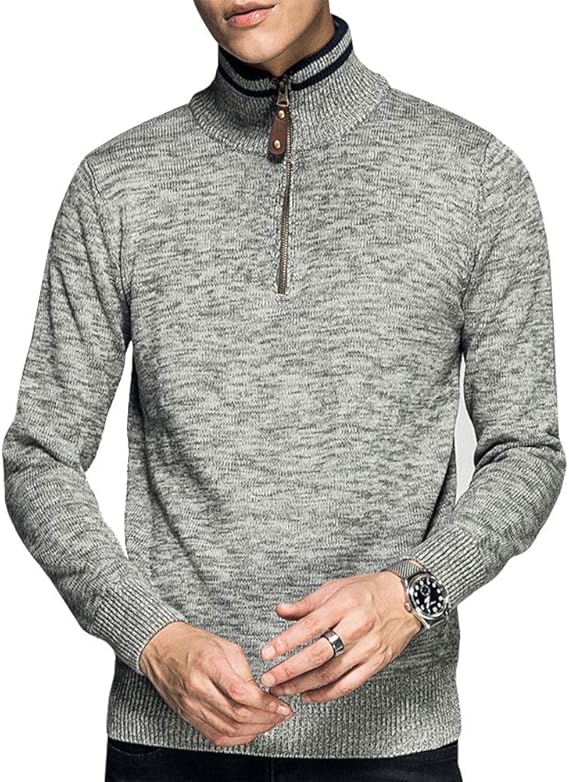 Amazon Superora スーパーオラ ハーフジップ セーター メンズ プルオーバー コットン 無地 ハイネックニット ビジネス 春秋冬 細身 スリム セーター 通販