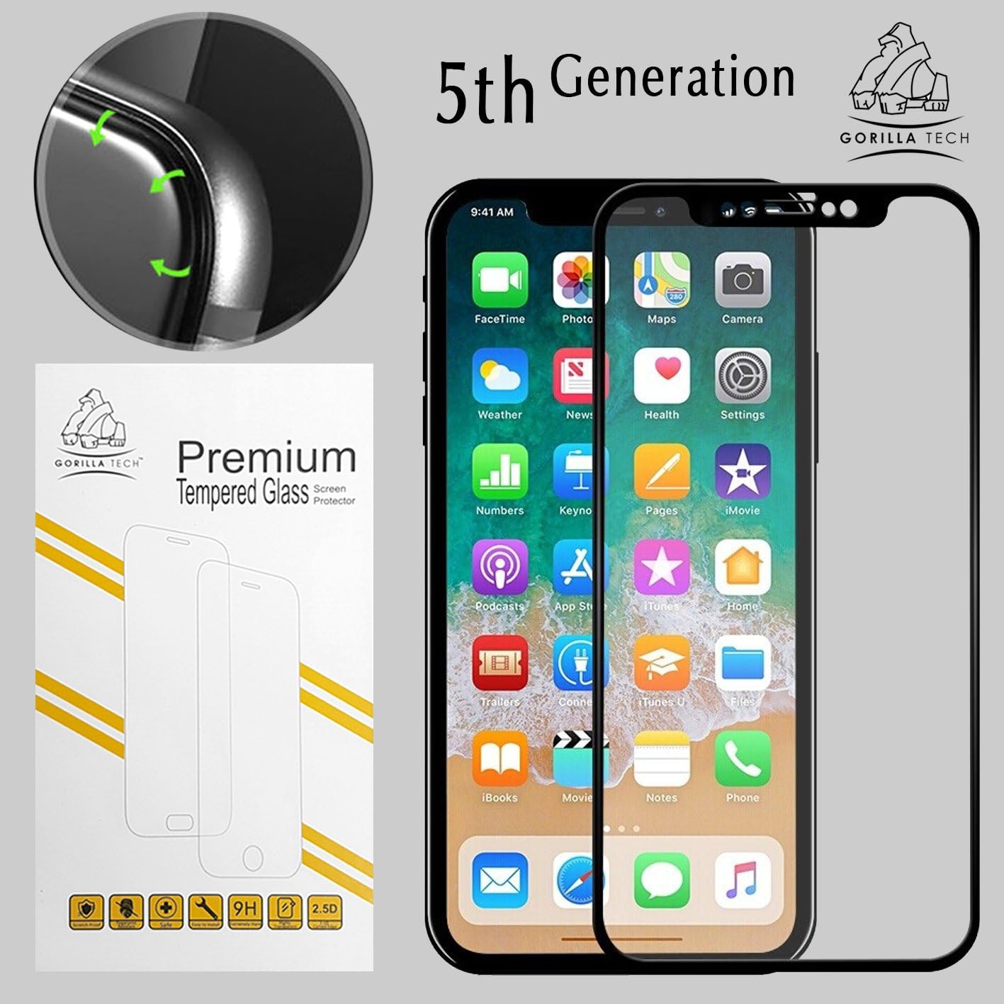 Gorilla Tech 5th Generation Tempered Glass Screen Protector Apple iPhone XS Max and iPhone 11 Pro Max Shield 9H Hardness HD Quality Shatter & Scratch Resistant 3D Touch Compatible