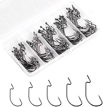 Amazon Silanon オフセットフック セット 高炭素鋼 高利用率 ワームフック 釣り針 釣り 針 セット 100点 セット テキサスリグ バス釣り シーバス オフセット フック 釣りフック 1 0 2 0 3 0 4 0 Silanon フック 針