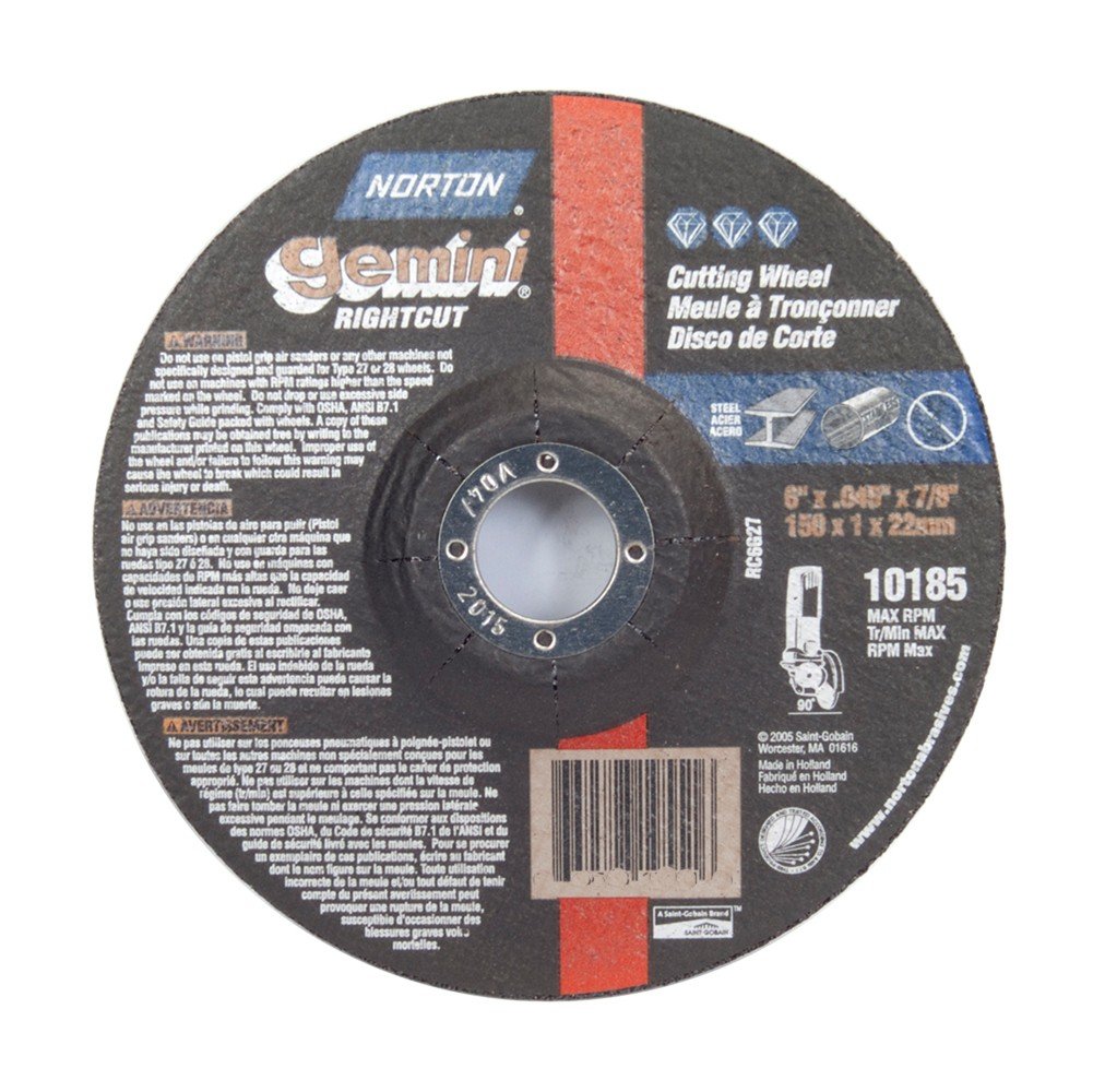 Norton Gemini RightCut Type 27 Reinforced Abrasive Cutoff Wheel
