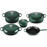 Le Creuset Enameled Cast Iron Cookware Set, 9 pc., Artichaut/Crucible | Set of 9 includes: 5.5 qt. Round Dutch Oven, 6.75 qt. Oval Dutch Oven, 3.5 qt. Braiser, 1.75 qt. Saucepan, 10.25 in. Skillet