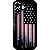 QGX Compatible with iPhone 16 Case American Flag Pattern Military-Grade Drop Protection Non-Slip Sides Anti-Scratch Back Shockproof Lightweight Slim Case for iPhone 16
