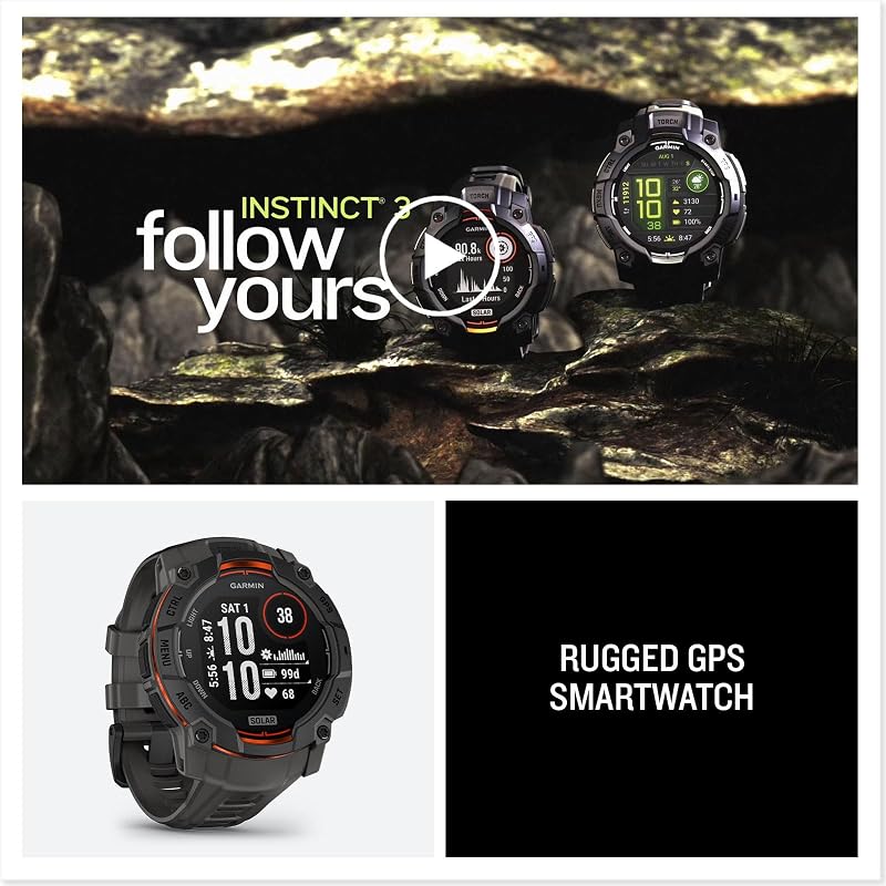 Instinct 3 Solar 50 mm, Reloj Inteligente con GPS, Blanco