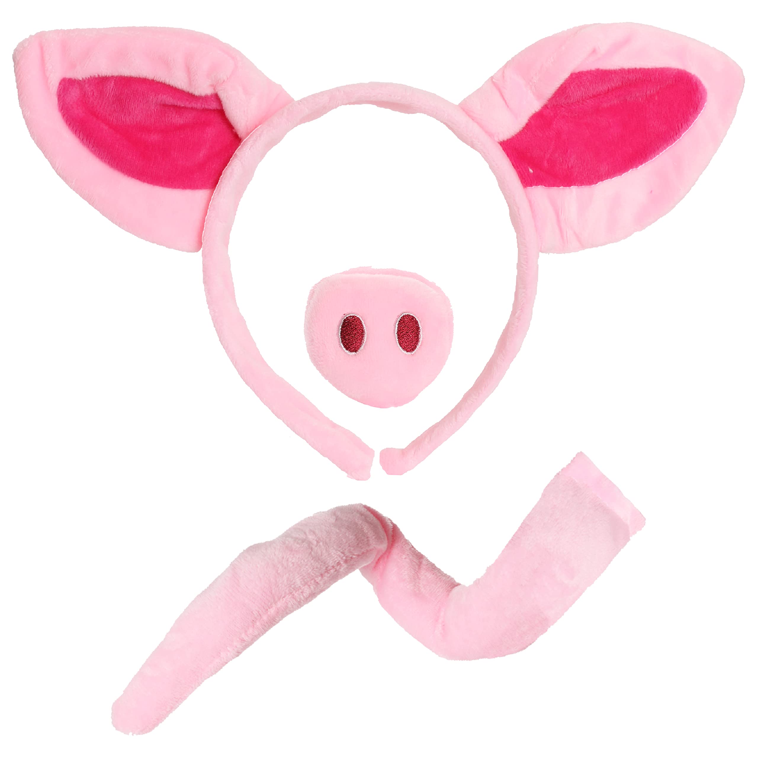 I LOVE FANCY DRESS Pig Costume Accessory Kit - Pink Ears on Headband, Fake Nose and Tail - One Size - Pack of 1