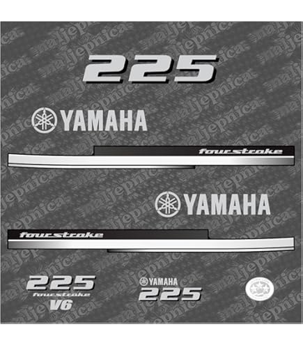 Replacement Yamaha Outboard Motor Decal Sticker Set Yamaha 40 Four S 2002-2006 Gray-White Decal Set - Aftermarket Outboard Stickers Aftermarket Yamaha Outboard Stickers