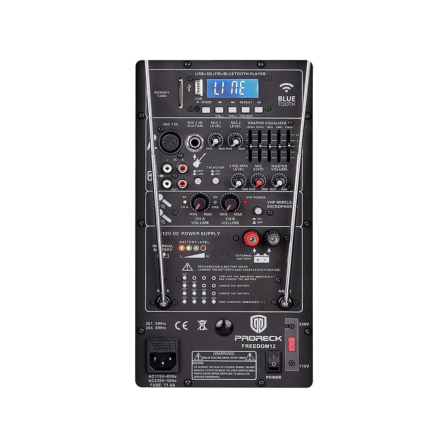 PRORECK Freedom 12 Portable 12-Inch Woofer 500 Watt 2-Way Powered Dj/PA Speaker with Bluetooth 