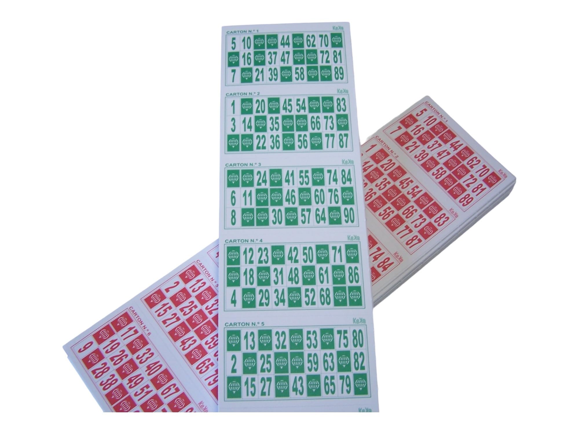 KEKA 1,200 Bingo Cards (1 series of 600 Blue +1 Series of 600 in Red) for Set of 90 Balls