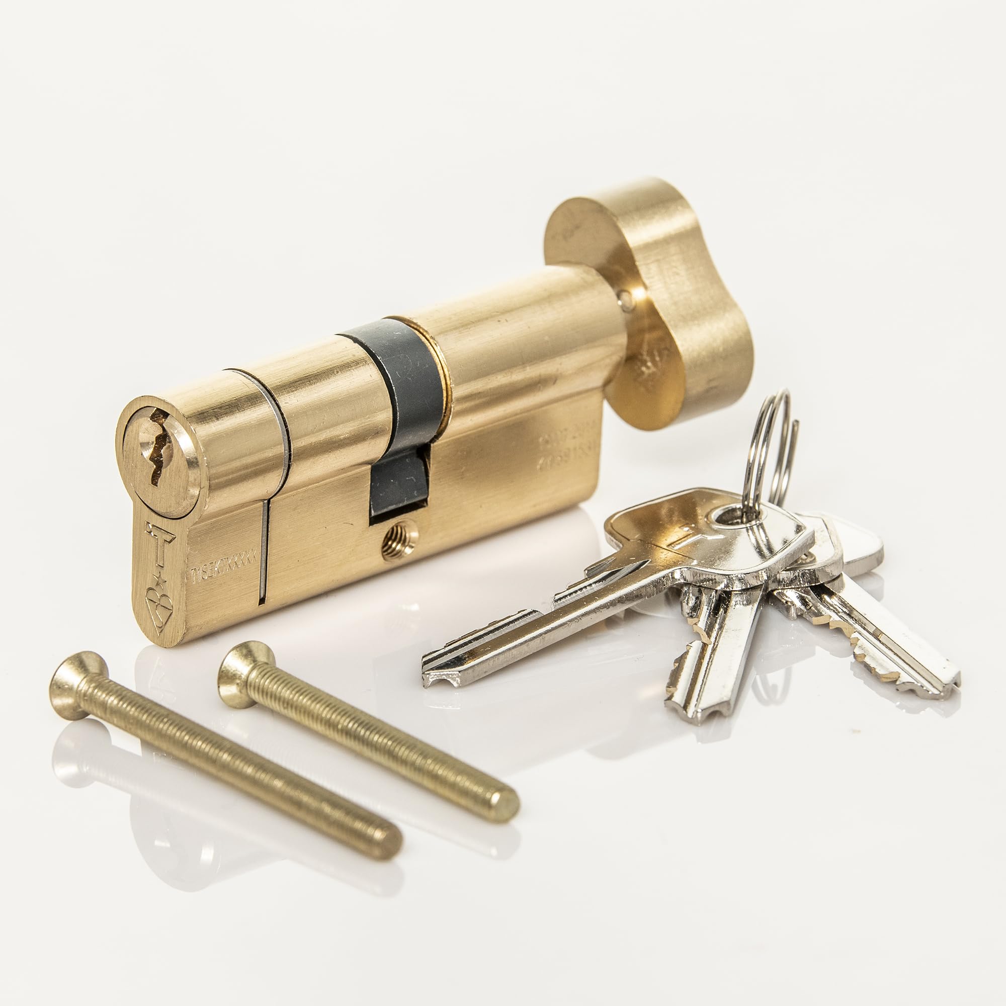 TSS Brass High Security TS007 1 Star Euro Thumbturn Cylinder Lock, British Standard, Insurance Approved Barrel Lock Supplied with 3 Keys. Key & Turn Brass (45mm Internal x 45mm External (90mm Total))