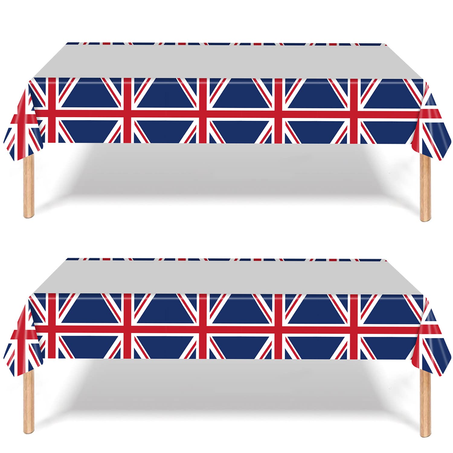 YAAVAAW 2Pcs 220 * 130cm Union Jack Table Covers,King Charles III England Table Cloth Union Jack Party Plastic Tablecloth,GB Tablecover for Street Party Decor,National Events VJ Day,UK Tableware