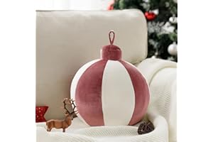 ASHLER HOME DECO Ashler Christmas Bell Pillow, Round Throw Pillow, Pink Christmas Throw Pillows, Bell Christmas Decor Cushion for Couch, Chair, Bed, Bedroom, Living Room, 11x11 Inches