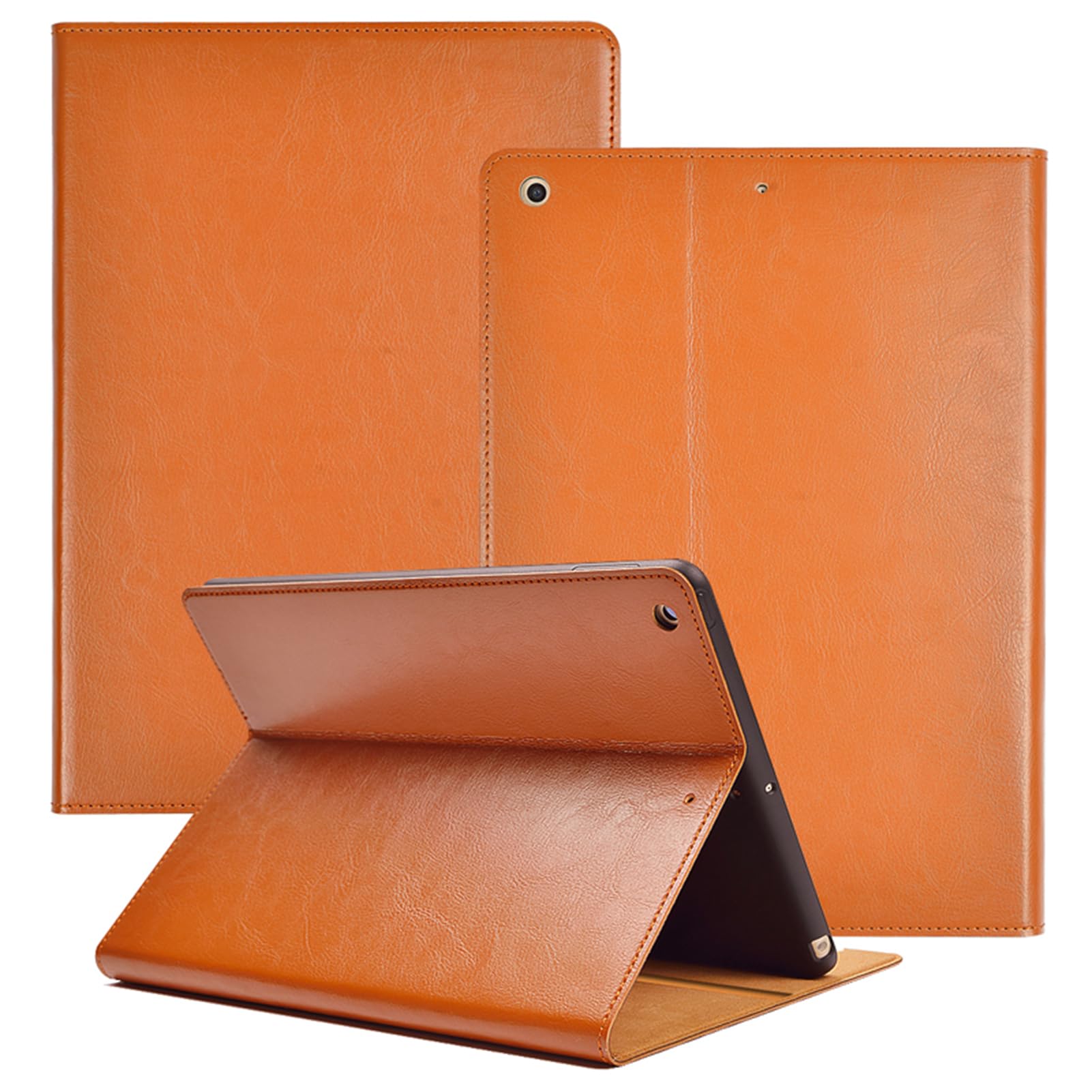 Photo 1 of NANRUIL for Ipad Case 10.2-inch 9th/8th/7th Gen 2021/2020/2019 Genuine Leather Cover Protective Shell,Auto Wake/Sleep.Yellow Brown