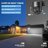 Xega 2 Pack 4G LTE Solar Security Camera, 2K PTZ Night Vision Outdoor view 5
